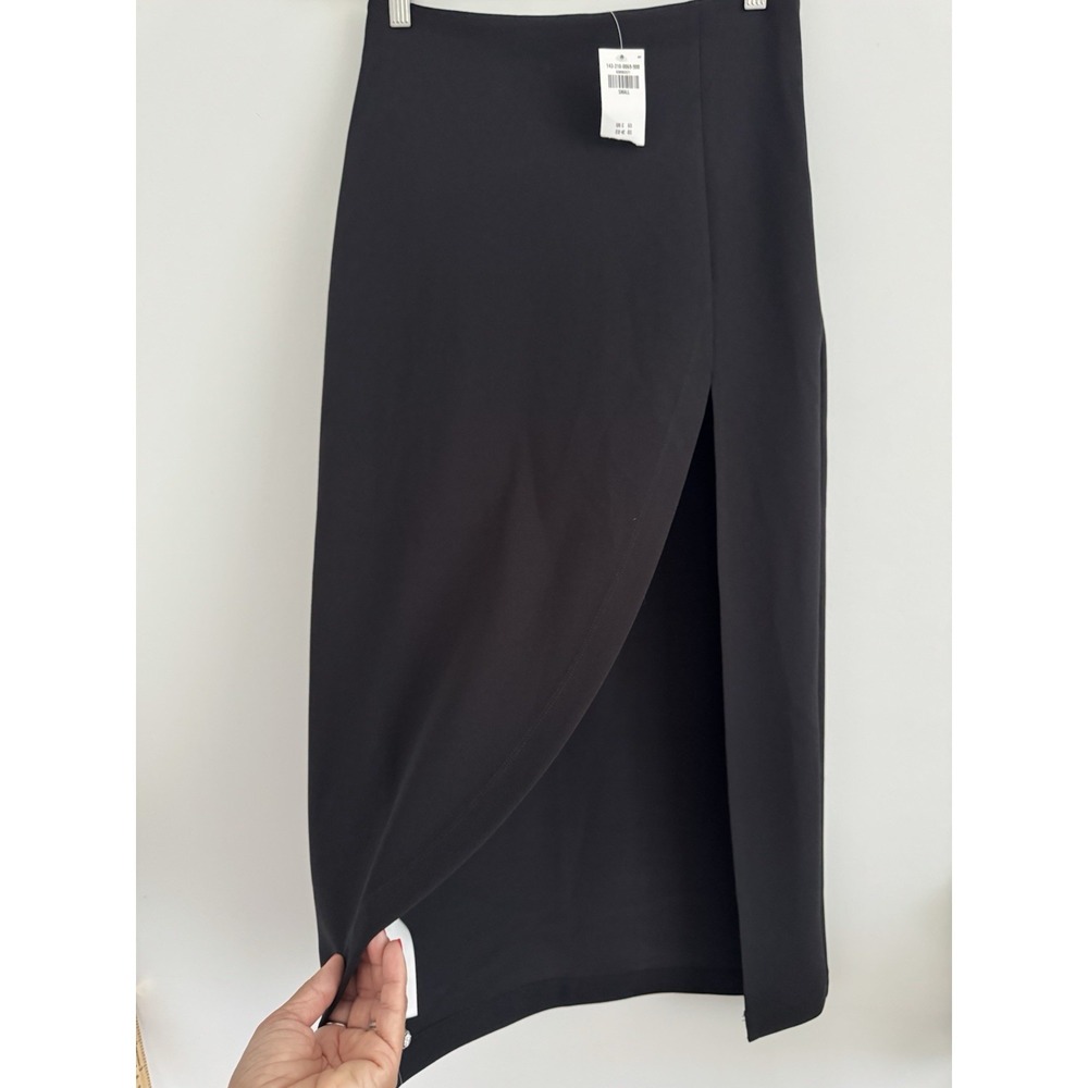 Abercrombie & Fitch Skirt Midi Black Stretch Side Slit Womens S Whimsigoth